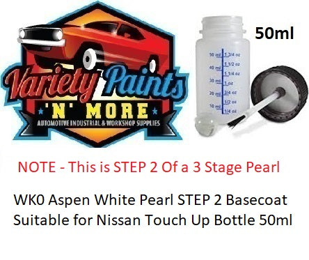 WK0 Aspen White Pearl STEP 2 Basecoat Suitable for Nissan Touch Up Bottle 50ml