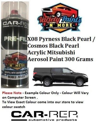 X08 Pyrness Black Pearl / Cosmos Black Pearl Acrylic Mitsubishi Aerosol Paint 300 Grams