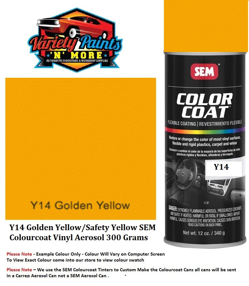 Y14 Safety Yellow SEM Colourcoat Vinyl Aerosol 300 Grams