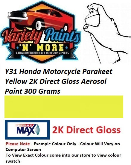 Y31 Honda Motorcycle Parakeet Yellow 2K Direct Gloss Aerosol Paint 300 Grams
