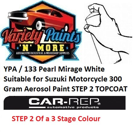 YPA / 133 Pearl Mirage White Suitable for Suzuki Motorcycle 300 Gram Aerosol Paint STEP 2 TOPCOAT
