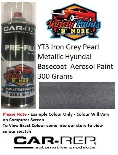 YT3 Iron Grey Pearl Metallic Hyundai Basecoat Aerosol Paint 300 Grams