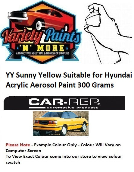 YY Sunny Yellow Suitable for Hyundai Acrylic Aerosol Paint 300 Grams 