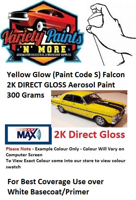 Yellow Glow (Paint Code S) Falcon 2K DIRECT GLOSS Aerosol Paint 300 Grams