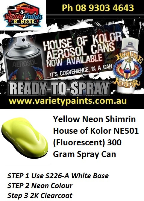 Yellow Neon Shimrin House of Kolor NE501 (Fluorescent) 300 Gram Spray Can