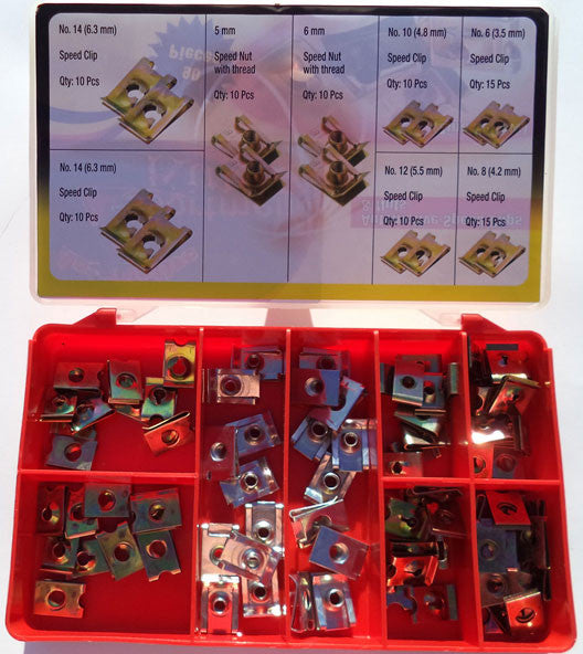 Torres Speed Clips and Speed Nuts (Auto) 90 pieces per box.