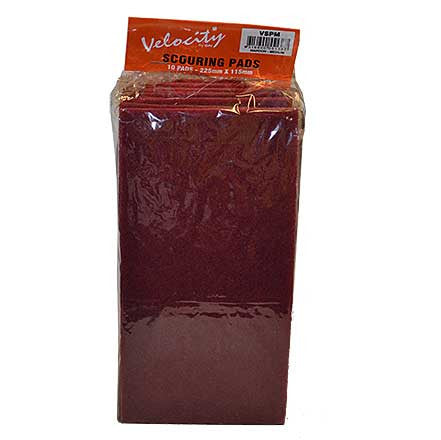 Velocity Scourer Pads 10 PACK 225mm x 115mm 600G Maroon