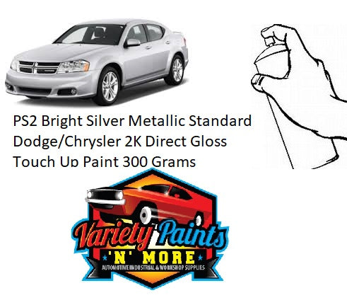 PS2 Bright Silver Metallic Standard Dodge/Chrysler 2K Direct Gloss Touch Up Paint 300 Grams