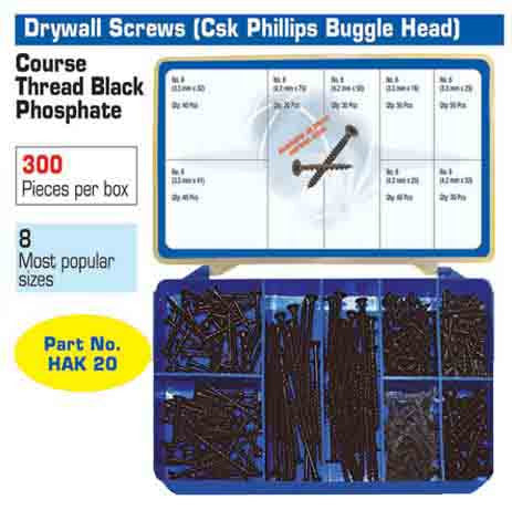 Torres Drywall Screws CSK Phillips Bugle Head Black 300 Pieces