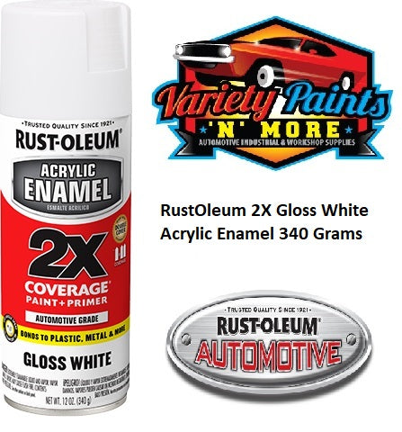 RustOleum 2X Gloss WHITE Acrylic Enamel 340 Grams