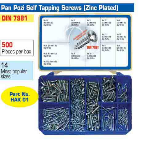 Torres Pan Pozi Self Tapping Screws (Zinc Plated) 500 Pieces