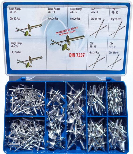 Torres Countersunk & Large Flange Pop Rivets 200  Pieces