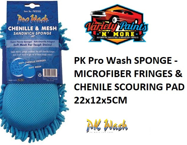 PK Wash SPONGE - MICROFIBER FRINGES & CHENILE SCOURING PAD 22x12x5CM