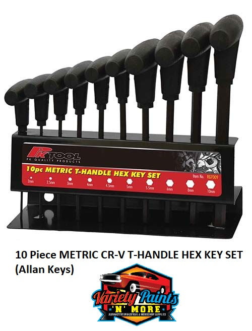 10 Piece METRIC CR-V T-HANDLE HEX KEY SET (Allan Keys)