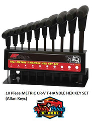 10 Piece METRIC CR-V T-HANDLE HEX KEY SET (Allan Keys) 